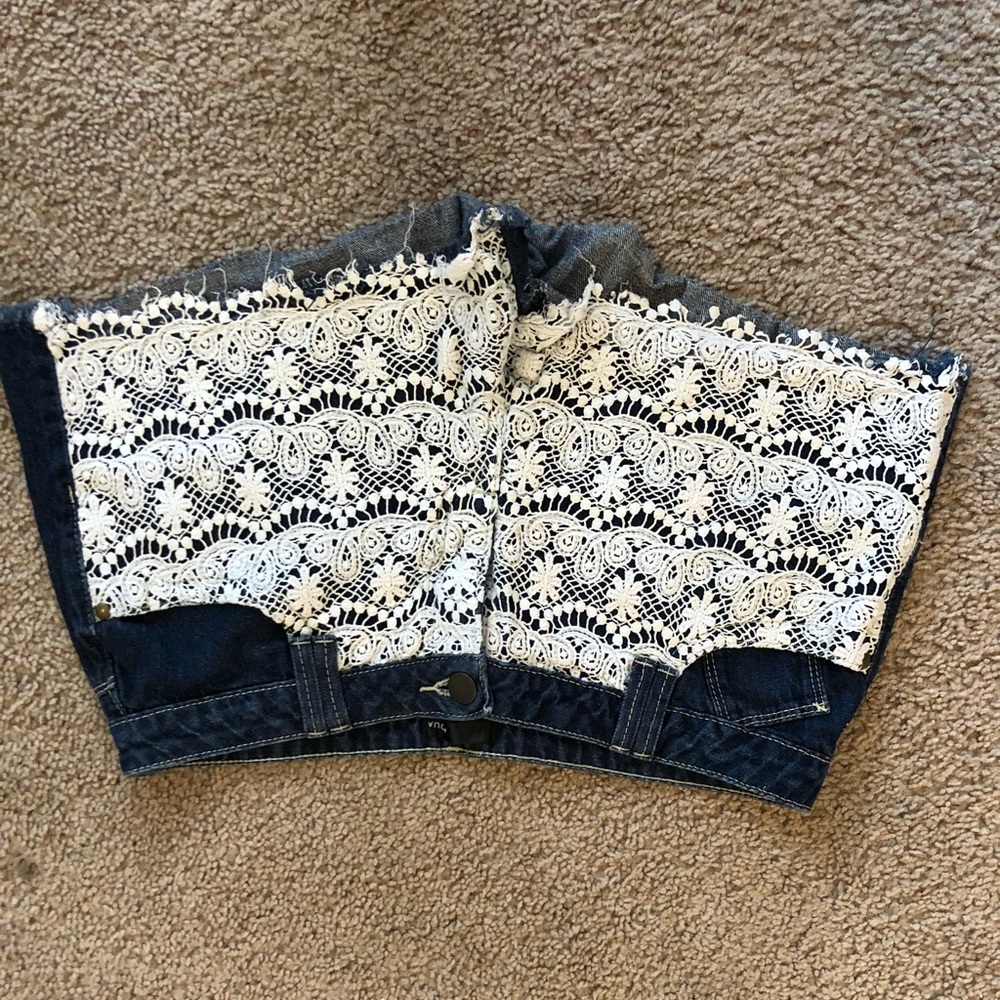 Aqua Lace Front Denim Shorts